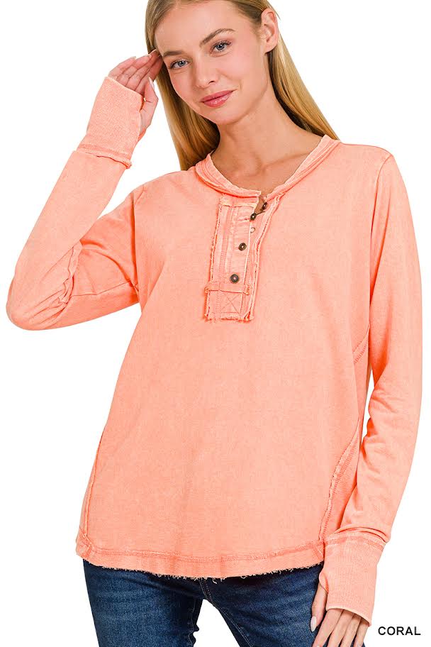 Acid Wash Top Long Sleeve