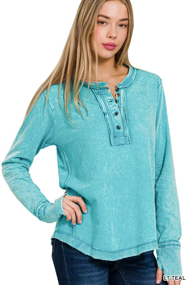 Acid Wash Top Long Sleeve