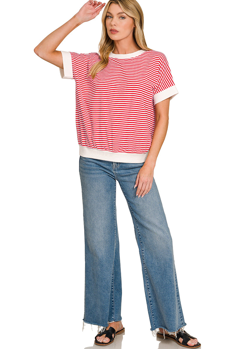 OL Striped Rib Banded Top