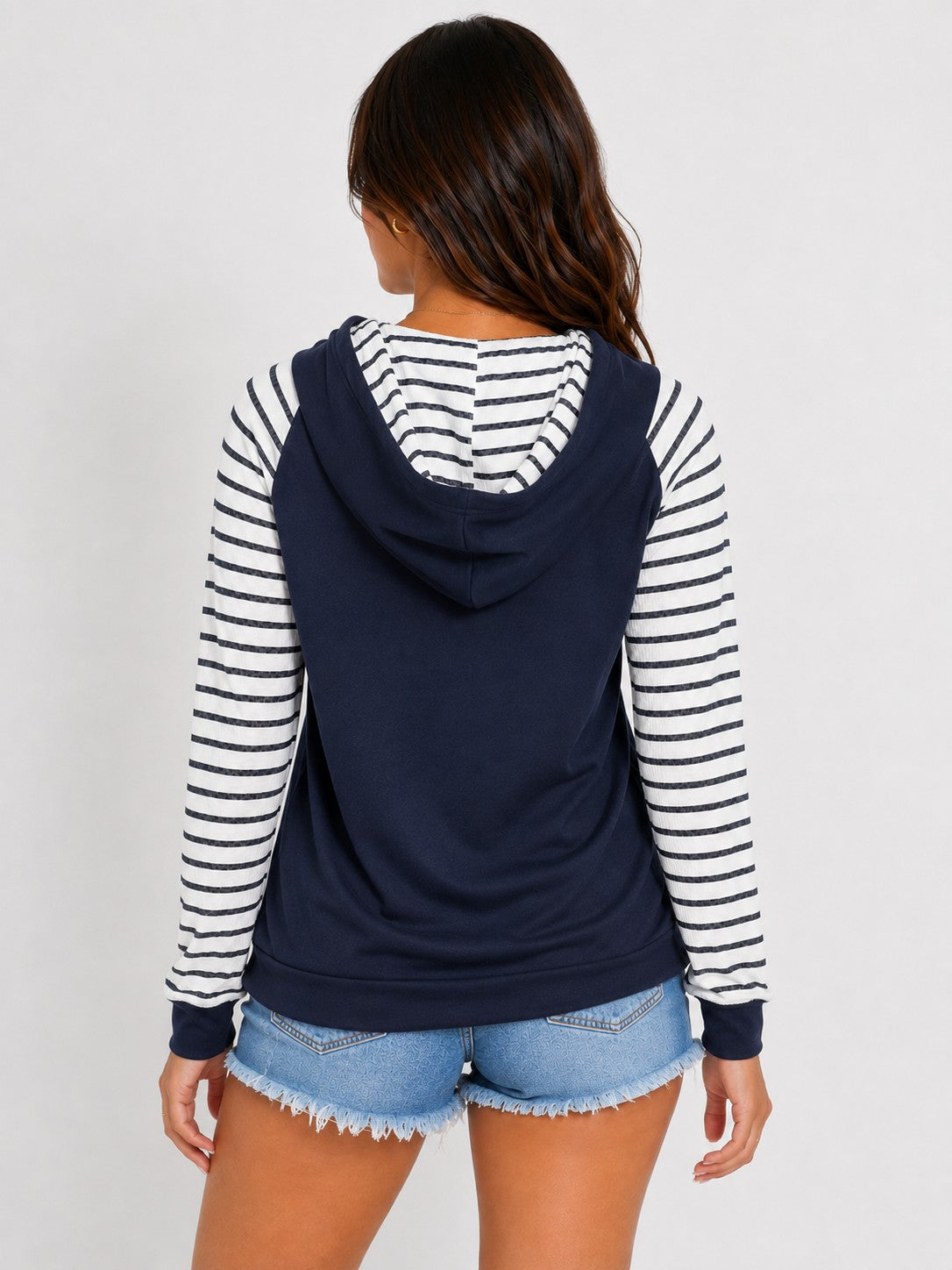 Stripe Button Hoodie