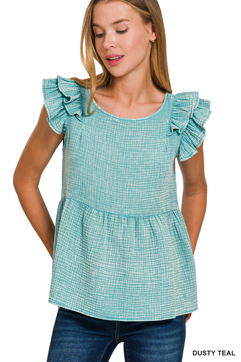 OL Gauze Tiered Ruffle Top