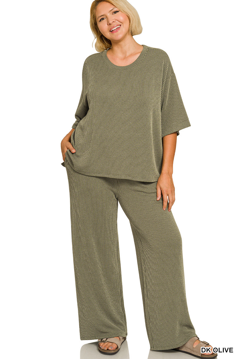 OL Plus Ribbed Pants Set
