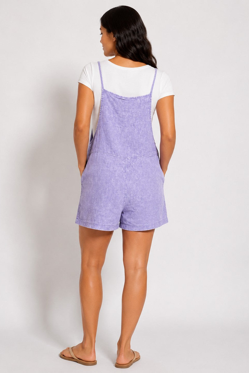 Acid Washed Linen Romper