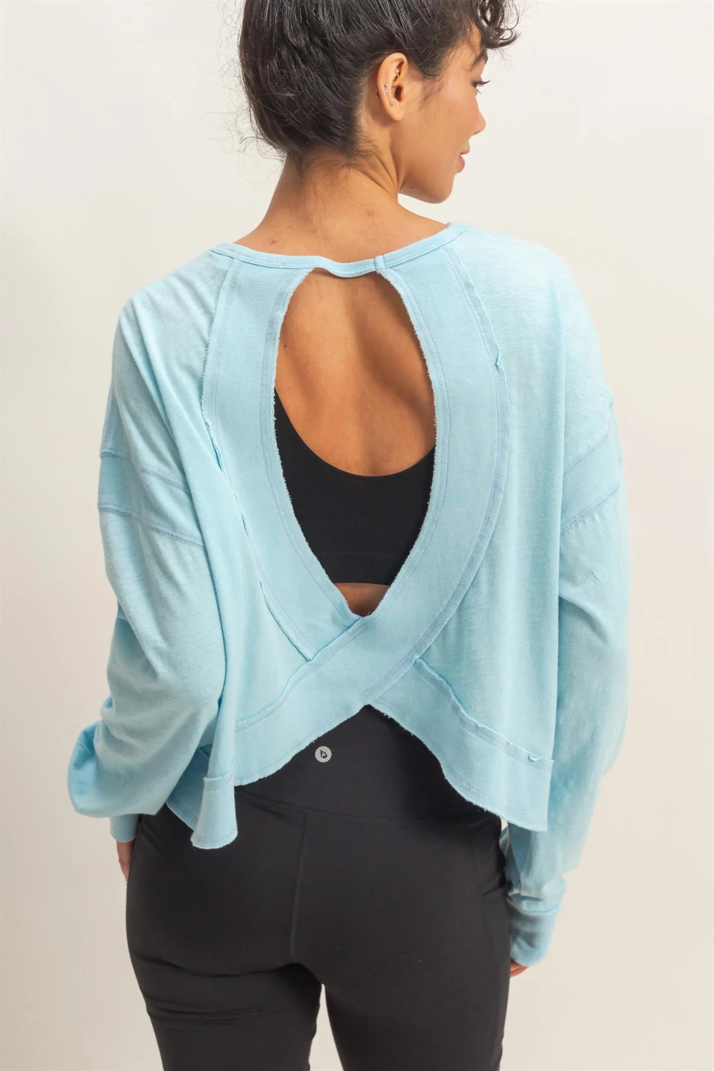 OL Long Sleeve Open Back Top