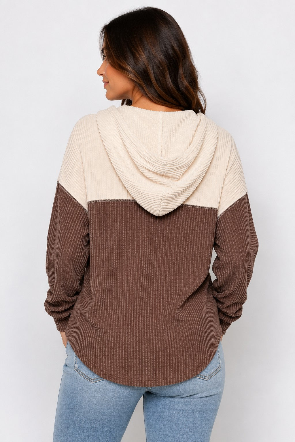 Ribbed Button Hoodie