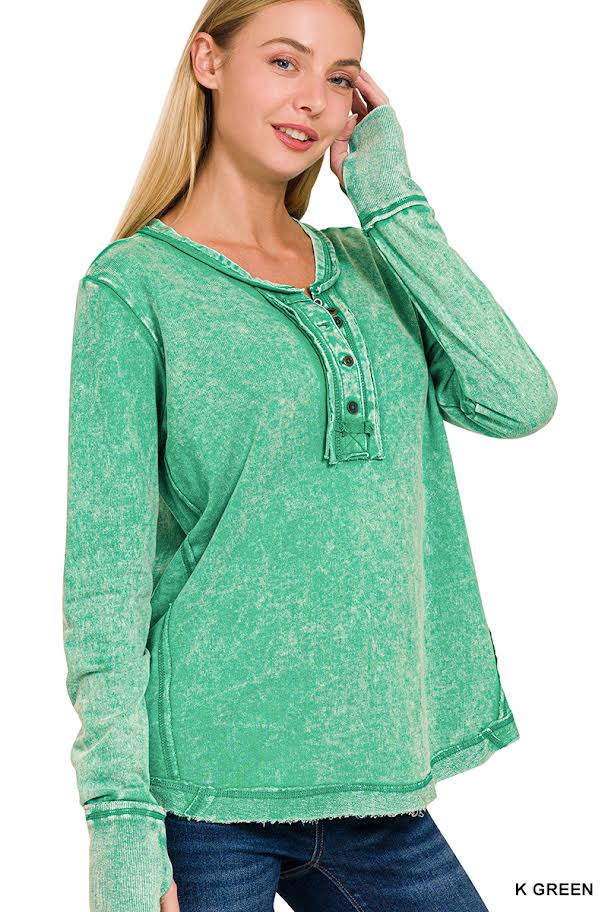 Acid Wash Top Long Sleeve