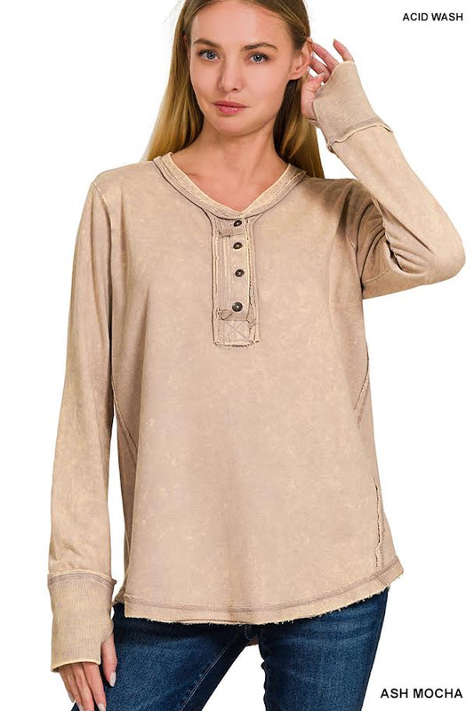 Acid Wash Top Long Sleeve