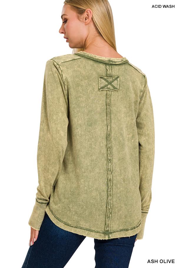 Acid Wash Top Long Sleeve