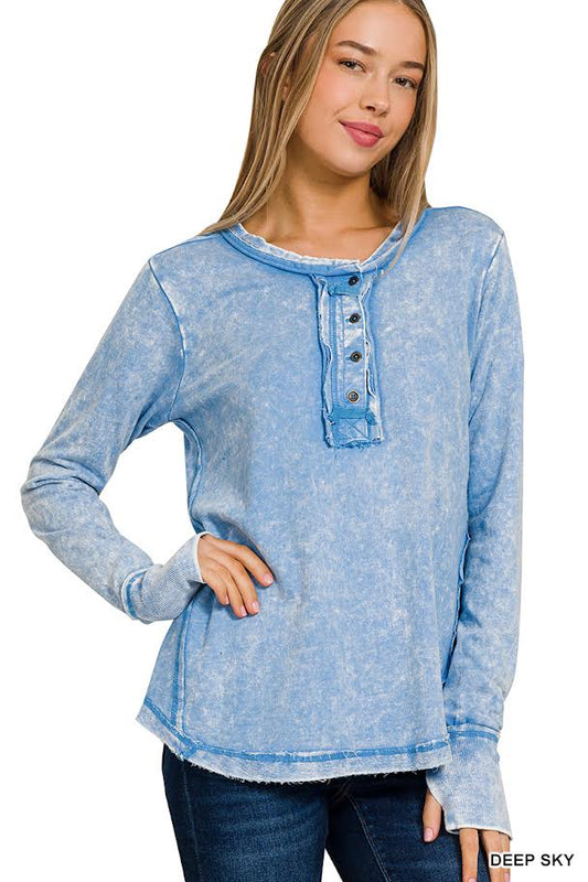 Acid Wash Top Long Sleeve