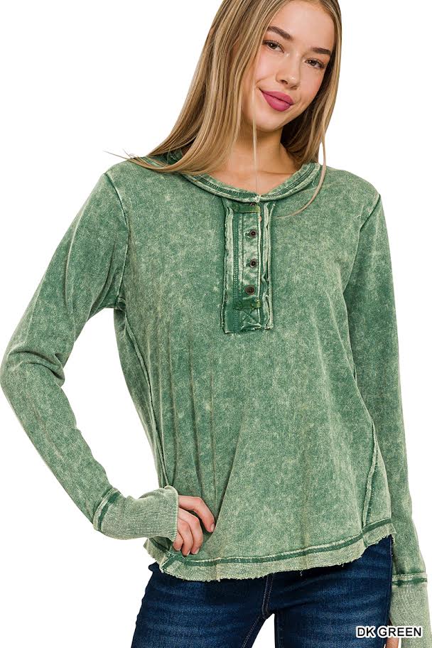 Acid Wash Top Long Sleeve