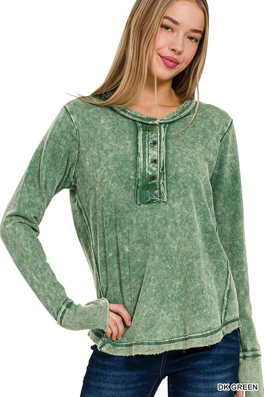Acid Wash Top Long Sleeve