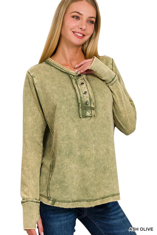 Acid Wash Top Long Sleeve