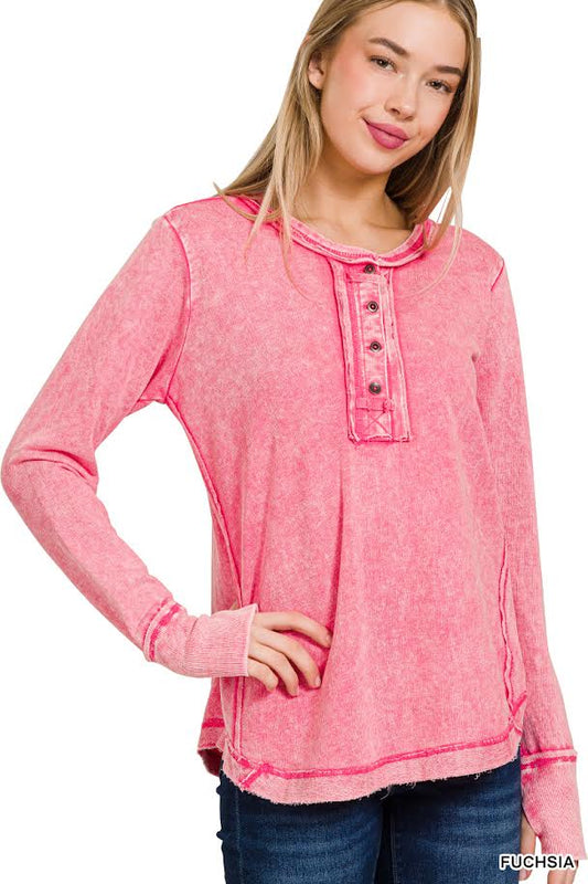 Acid Wash Top Long Sleeve