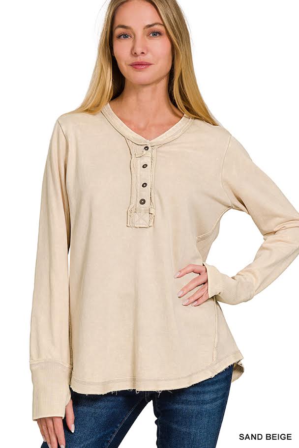 Acid Wash Top Long Sleeve