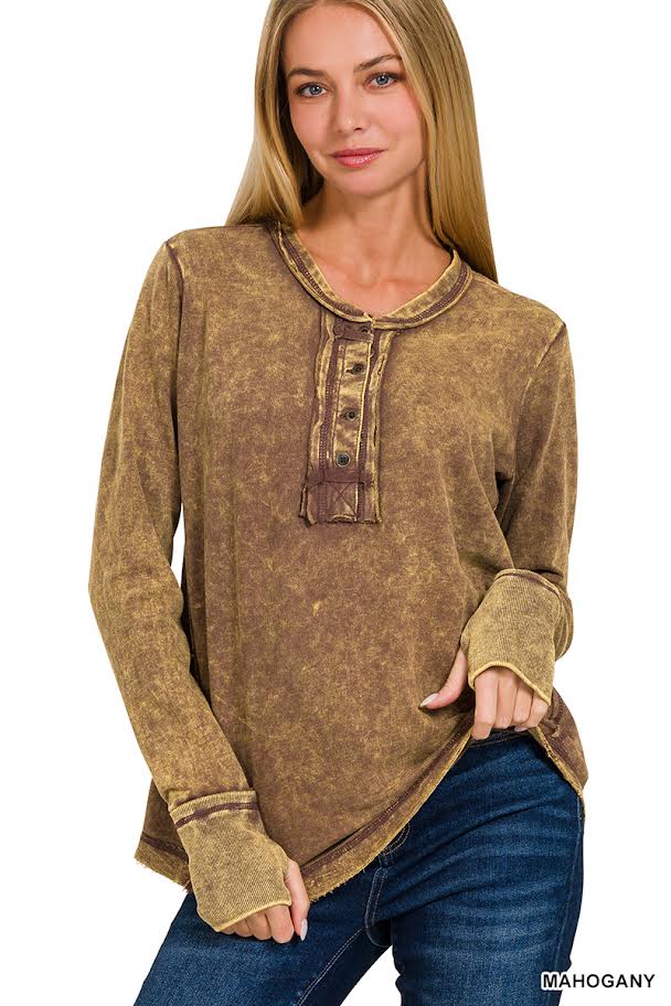 Acid Wash Top Long Sleeve