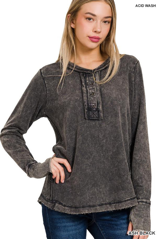 Acid Wash Top Long Sleeve
