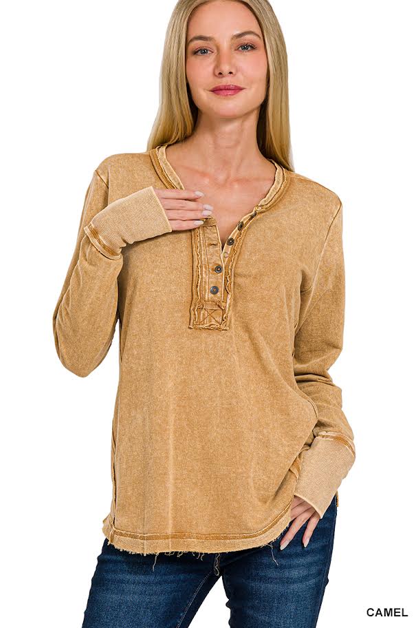 Acid Wash Top Long Sleeve