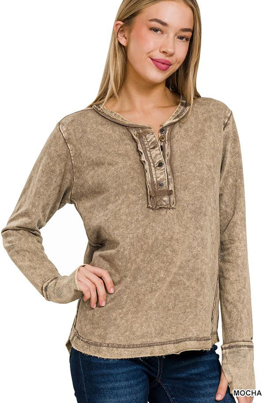 Acid Wash Top Long Sleeve