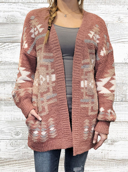 Aztec print cardigan