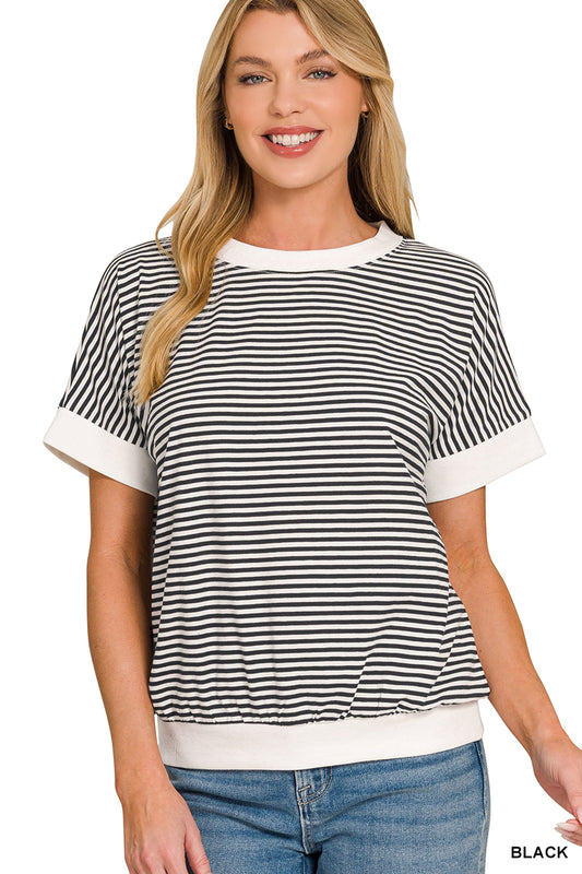 OL Striped Rib Banded Top