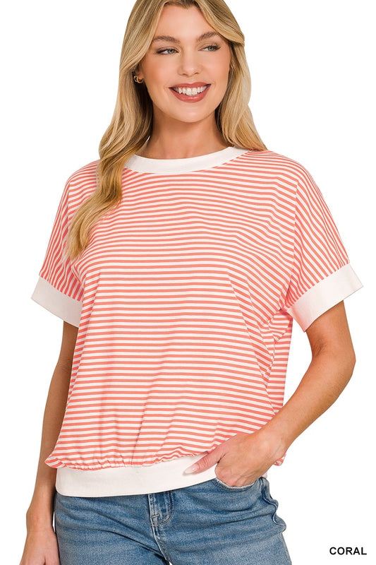 OL Striped Rib Banded Top