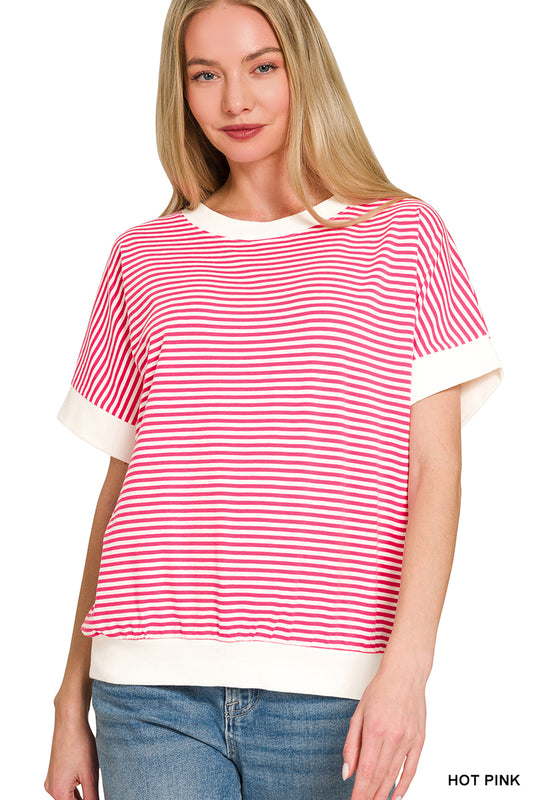 OL Striped Rib Banded Top