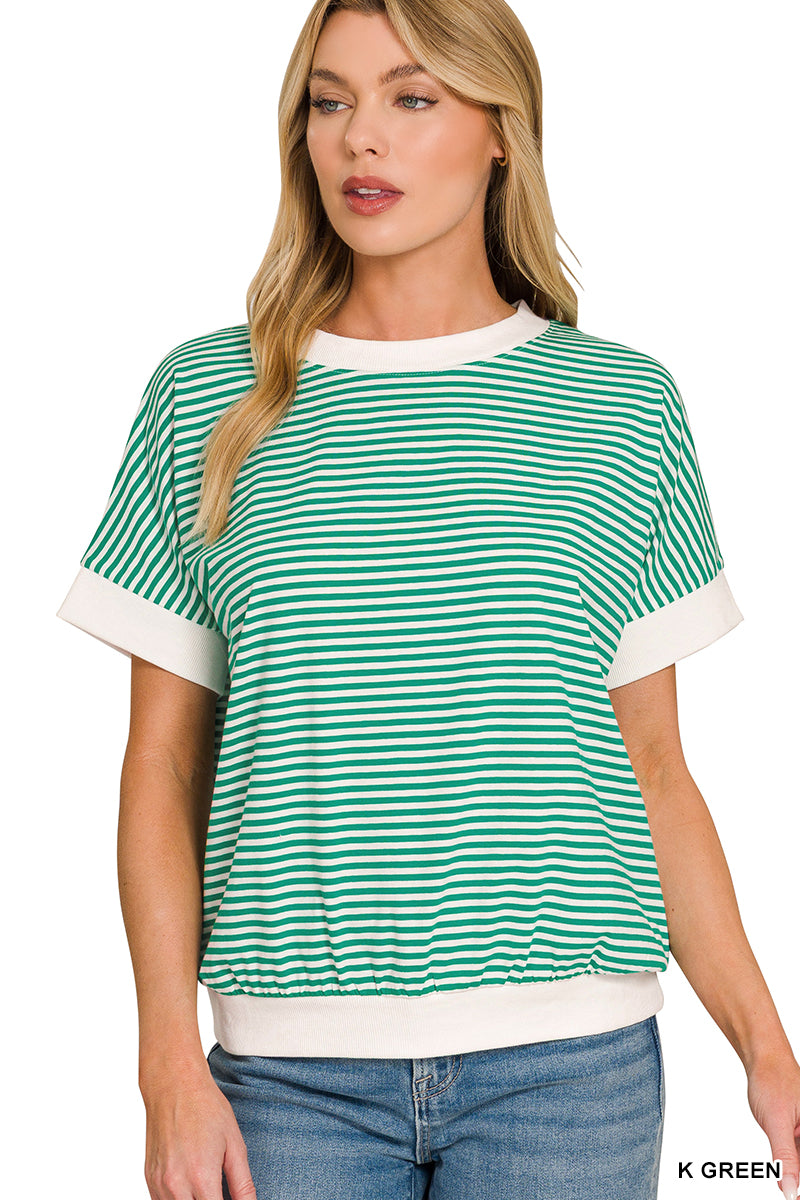 OL Striped Rib Banded Top