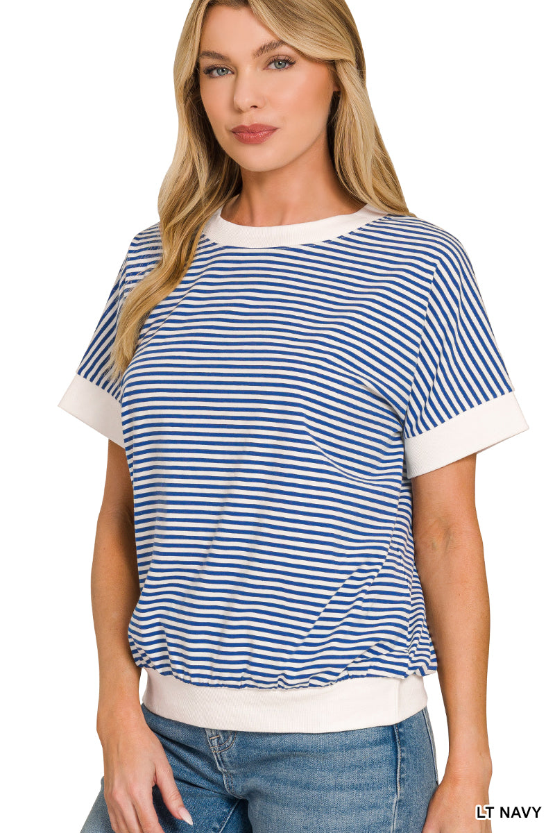 OL Striped Rib Banded Top