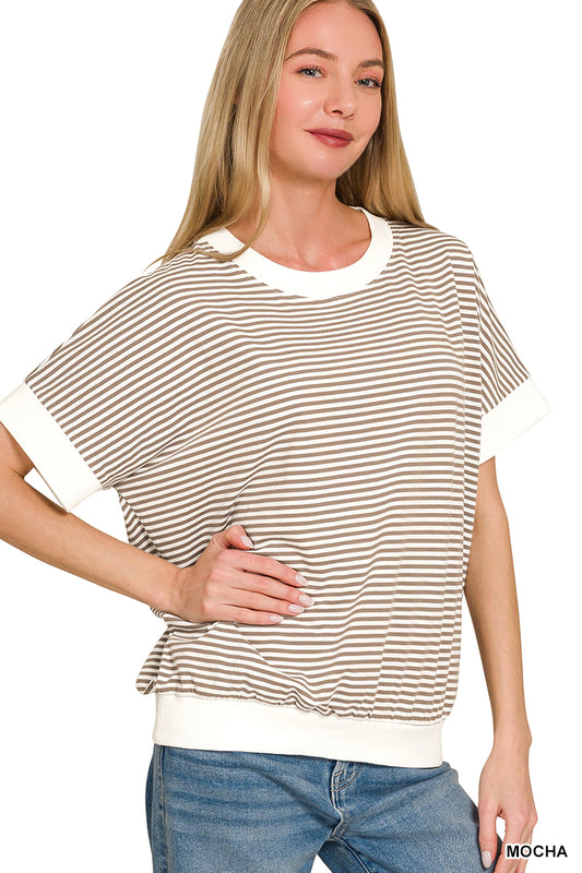 OL Striped Rib Banded Top
