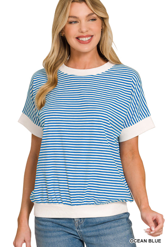 OL Striped Rib Banded Top