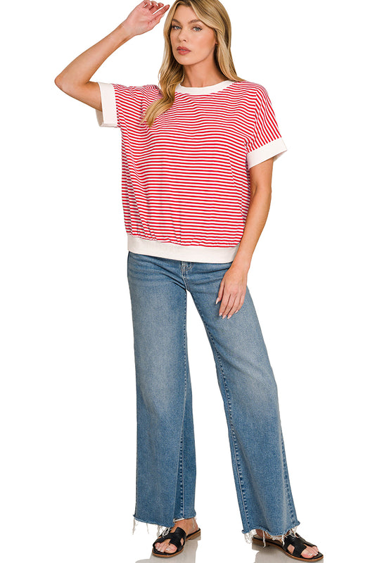 OL Striped Rib Banded Top