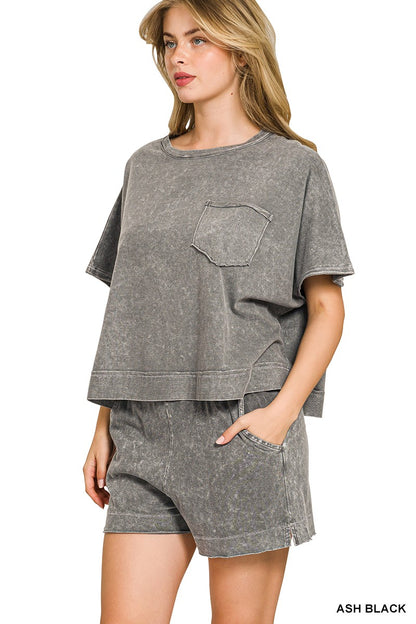 Acid Wash Cotton Short Set