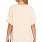 Ribbed Cuffed Short Sleeve Top