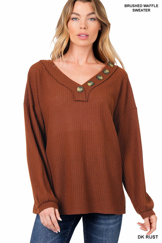 Waffle Button Sweater