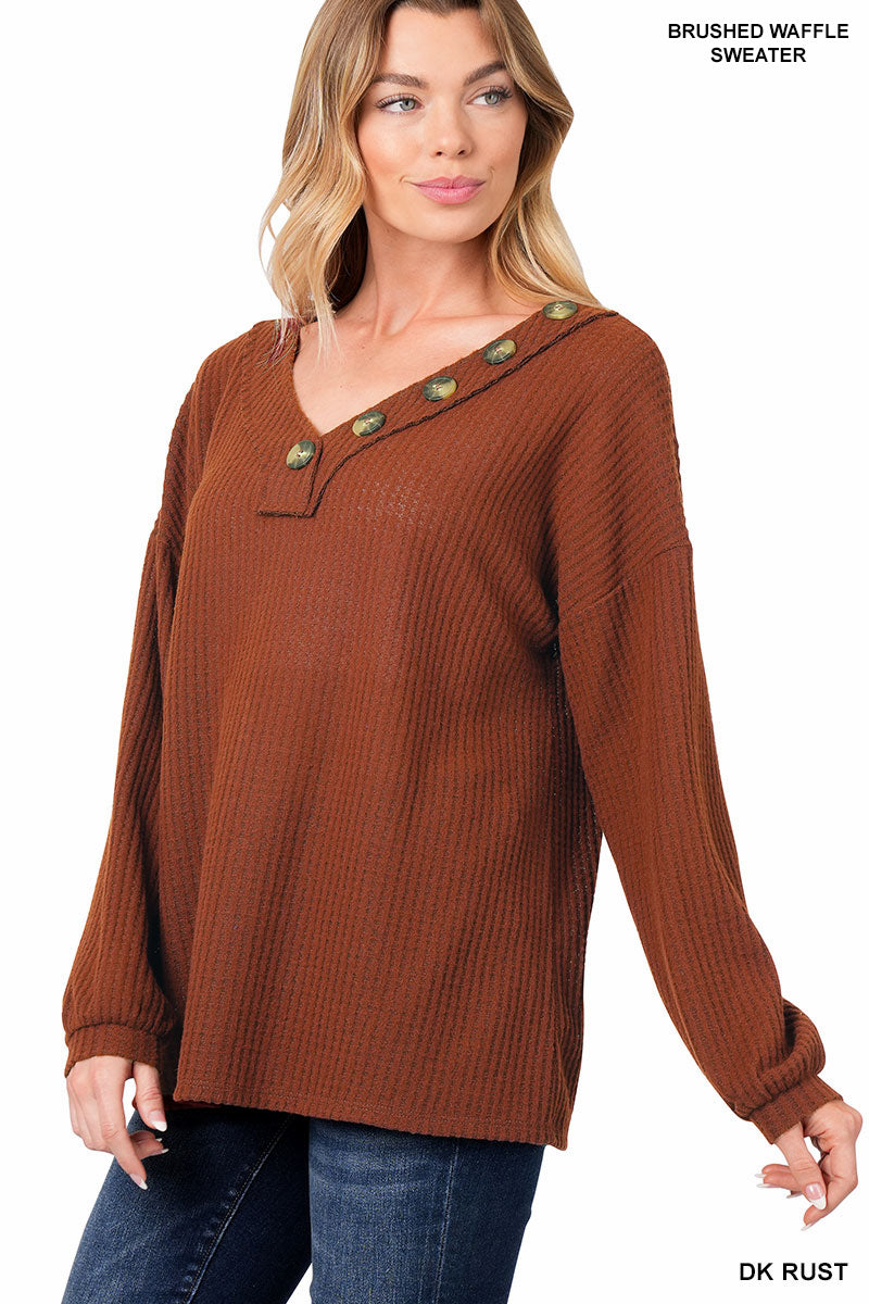 Waffle Button Sweater