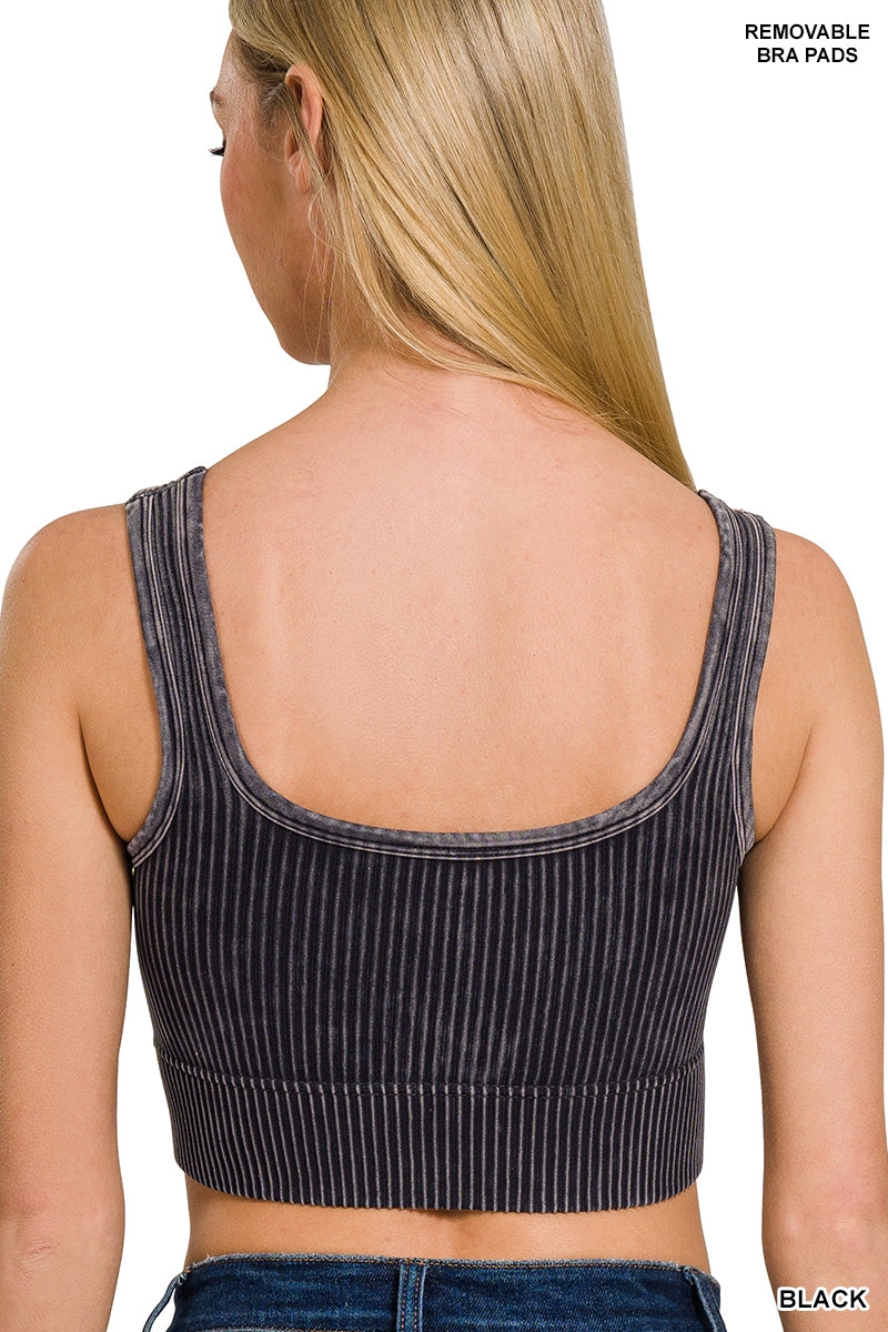 Ribbed seamless tank top with bra pads new