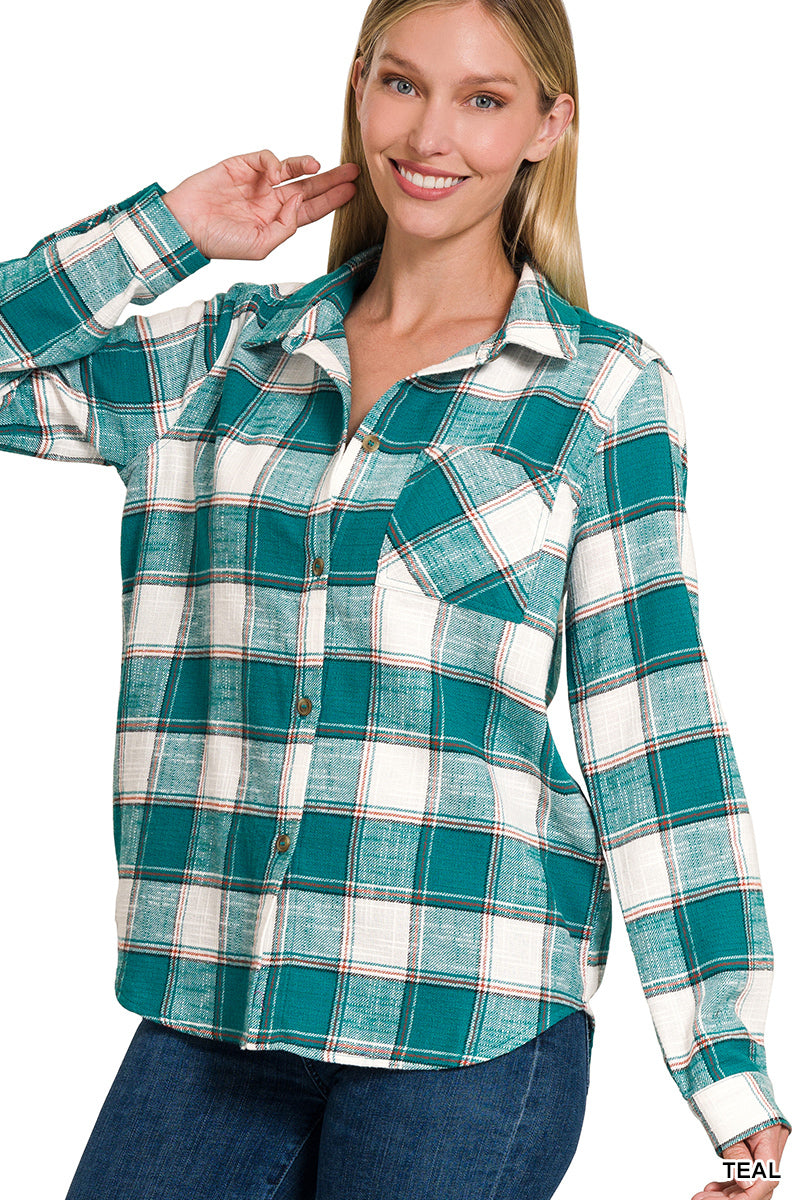 Cotton Plaid Shacket