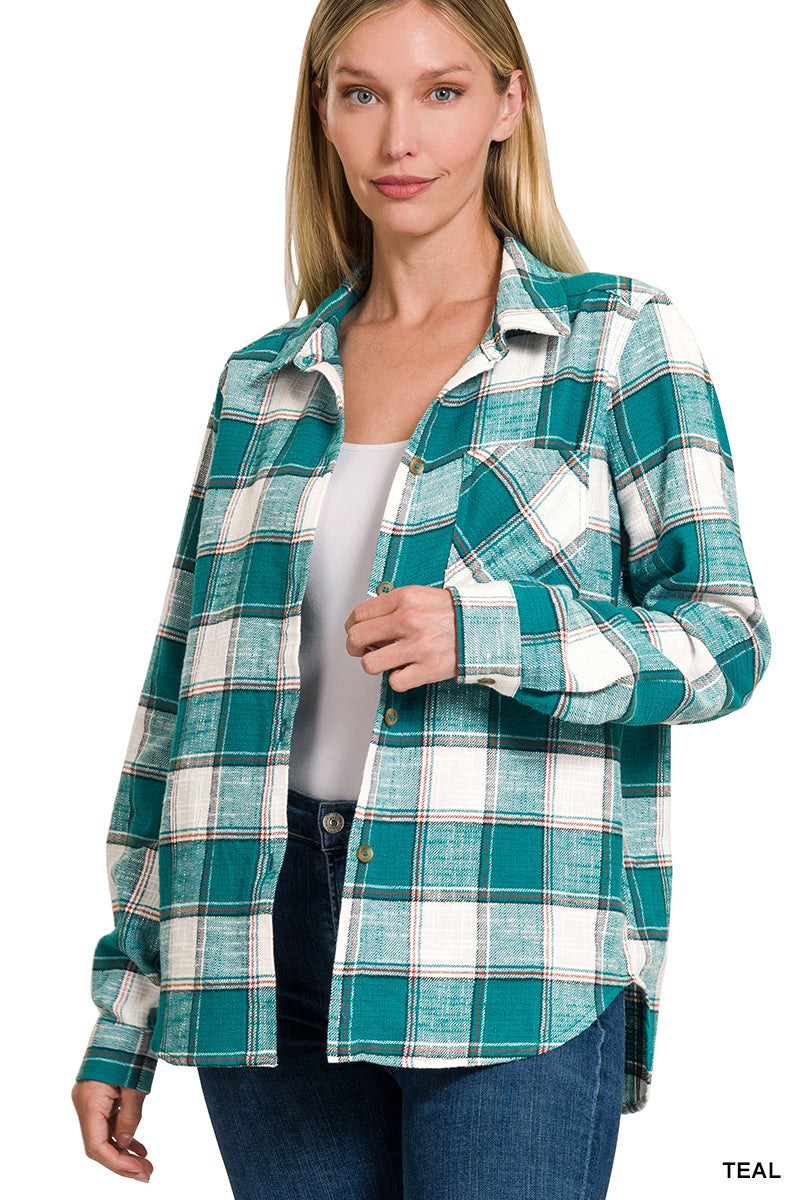 Cotton Plaid Shacket