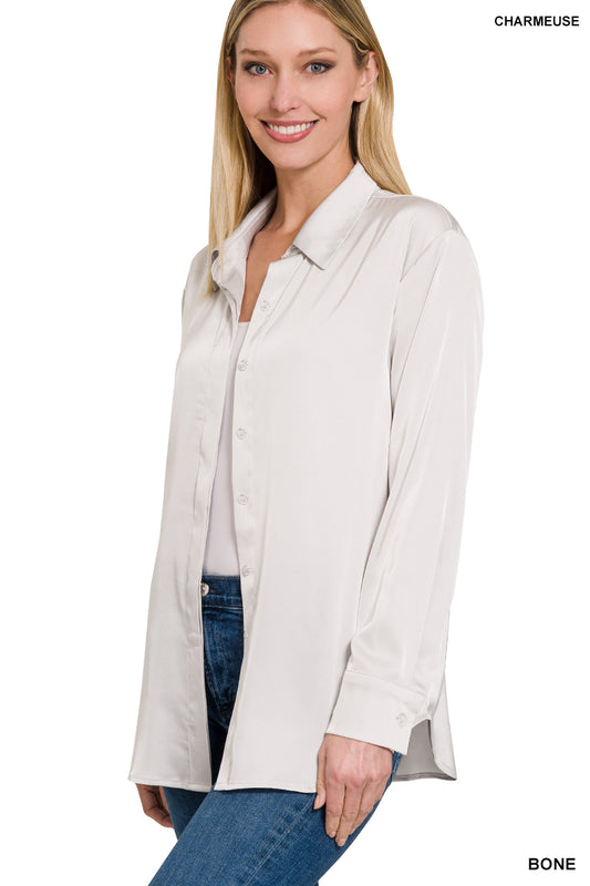 Satin Charmeuse Shirt by Zenana