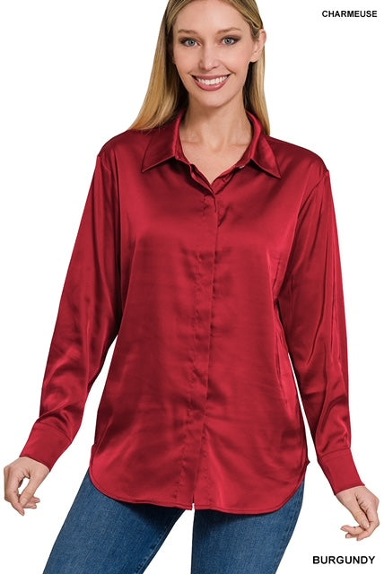 Satin Charmeuse Shirt by Zenana