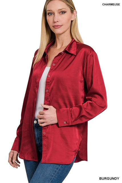 Satin Charmeuse Shirt by Zenana