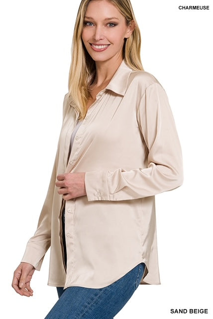 Satin Charmeuse Shirt by Zenana