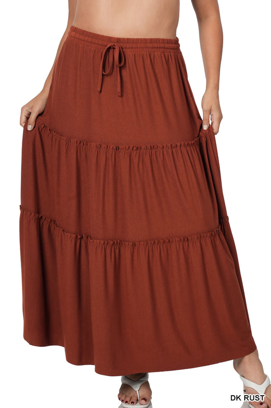 PLUS Button tier maxi skirt by Zenana