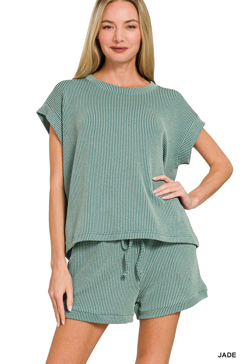 OL Ribbed Cap Sleeve Short Set