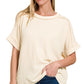 Ribbed Cuffed Short Sleeve Top