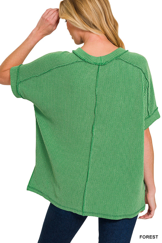 OL Ribbed Cuffed Short Sleeve Top