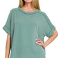Ribbed Cuffed Short Sleeve Top