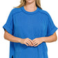 Ribbed Cuffed Short Sleeve Top