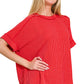 Ribbed Cuffed Short Sleeve Top