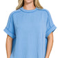 Ribbed Cuffed Short Sleeve Top